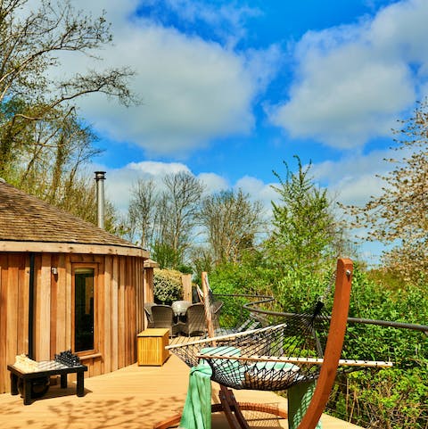 Hang out in hammocks on your private tree-top terrace