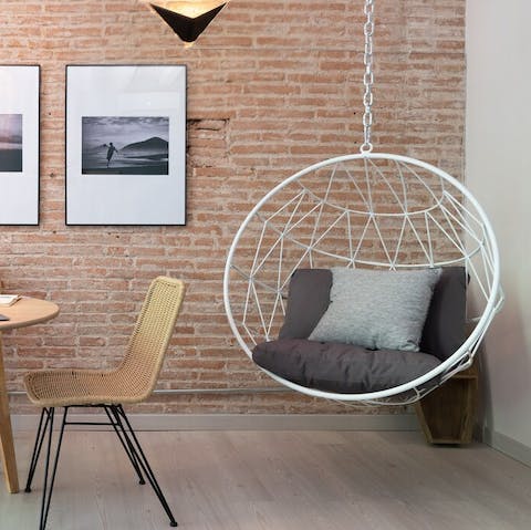 Curl up with a book on the hanging chair