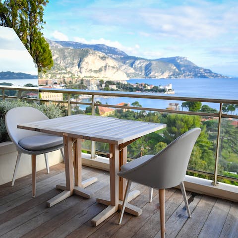 Sit out on the balcony and admire gorgeous views of the Cap Ferrat peninsula