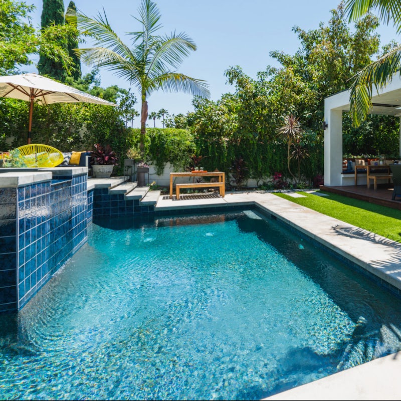 Float about gracefully in the sparkling pool before sitting in the hot tub