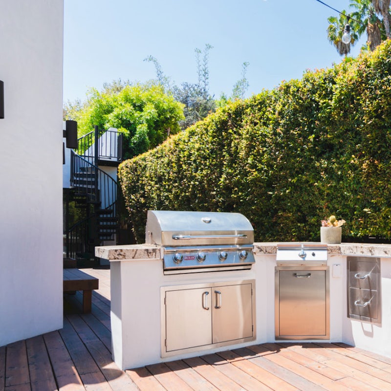 Cook up a mighty feast on the large outdoor kitchen set-up