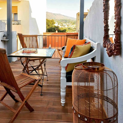Mix up a jug of sangria and enjoy out on the home's terrace