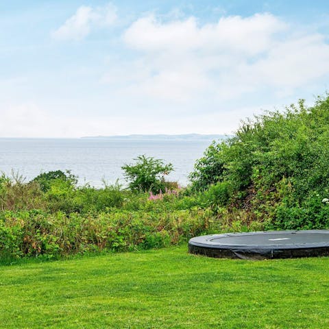 Take in the sea view as you bounce on the sunken trampoline