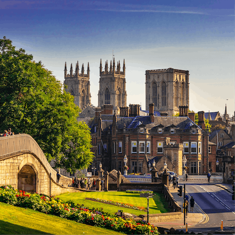 Explore the historic heart of York from this central spot, just a five-minute walk from York Minster