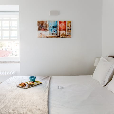 Sleep soundly in the comfy bed – it's calming and quiet despite the convenient city-centre location