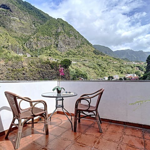 Drink in gorgeous mountain views from the terrace