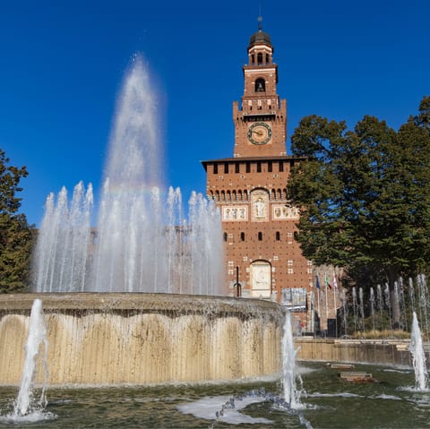 Explore Milan including Castello Sforzesco, just over a five-minute stroll away