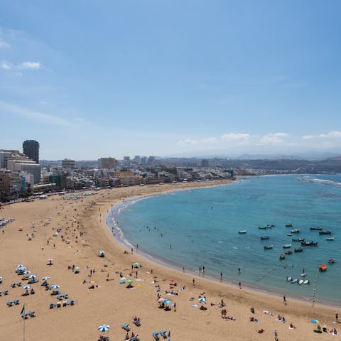 Spend the day on La Canteras Beach, under a two-minute stroll away