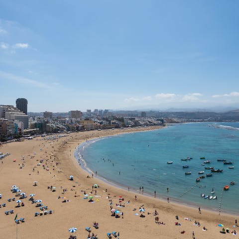 Spend the day on La Canteras Beach, under a two-minute stroll away