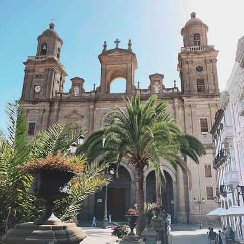 Admire Las Palmas Cathedral, a ten-minute ride from this home
