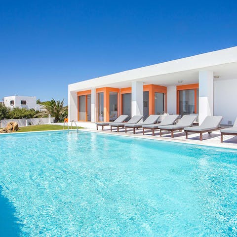 Spend long lazy days dipping in and out of your big private pool