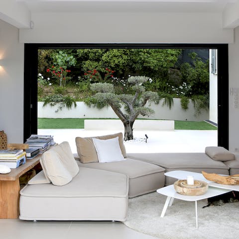 Escape the heat of the day in the minimalist yet modern living space