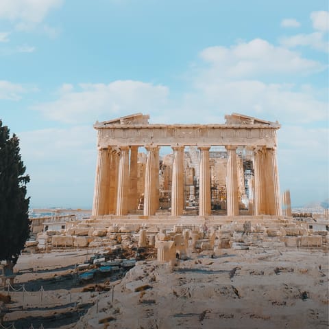 Visit the historical landmark, Acropolis, just a four–minute walk away