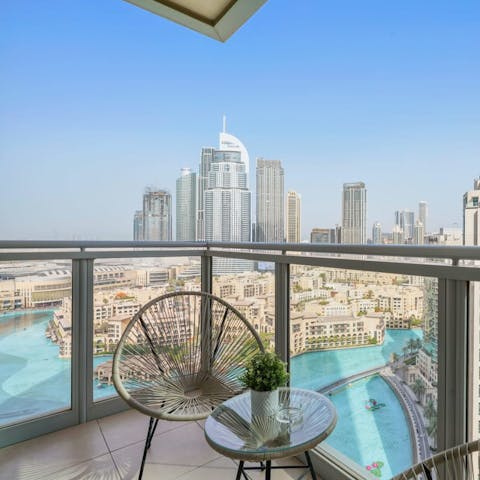 Start the morning with an iced coffee on the private balcony