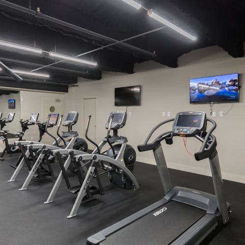 Start your day with an invigorating workout in the building's gym