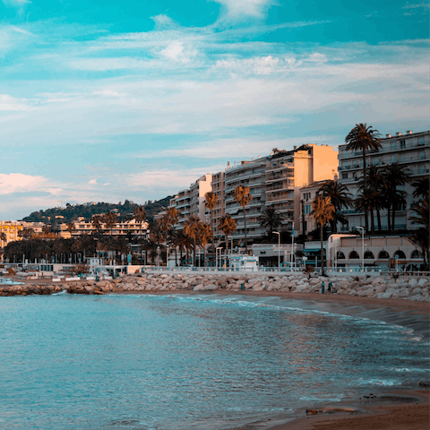 Drive down to Cannes' beautiful La Croisette beach