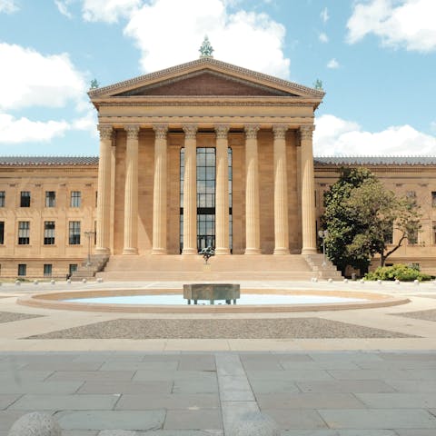 Admire the masterpieces at the Philadelphia Museum of Art, a twenty-four-minute stroll from your door