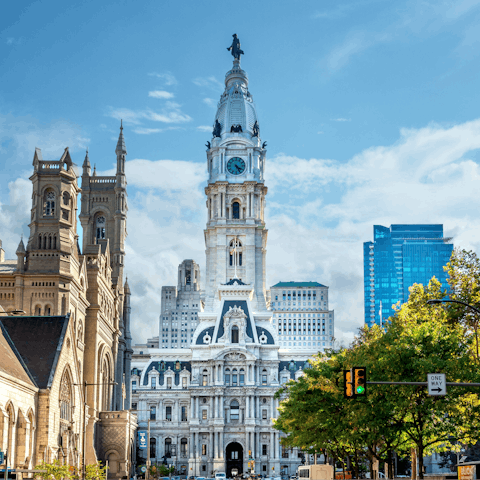 Visit Philadelphia City Hall, a six-minute walk away