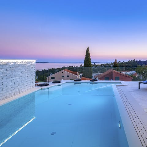 Look forward to sunset swims in the private pool