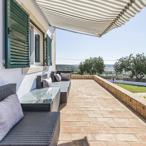Enjoy your morning brew out on the terrace, overlooking the country view