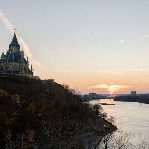 Walk to Confederation Park in four minutes and spot the river beyond