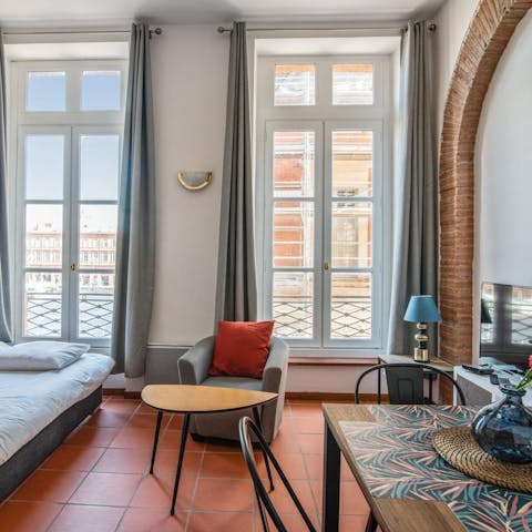 Throw open the windows and gaze out over the Juliet balconies