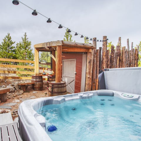 Relax and unwind in the warmth of the hot tub