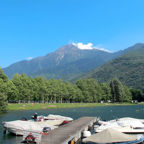 Make the ten-minute walk to the shores of Lake Como for boat rental and water taxis
