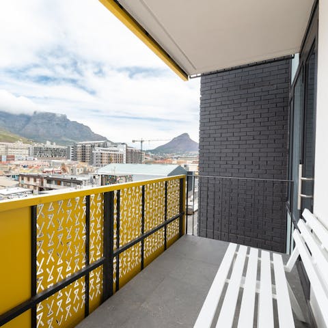 Sit out on your private balcony to enjoy views across the rooftops to Table Mountain