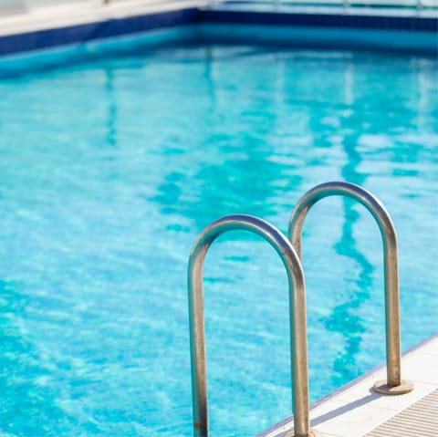 Swim in the communal pool for some respite from the Dubai heat