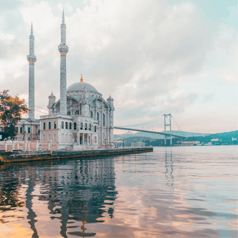 Explore the Bosphorus by boat, and admire the Grand Mecidiye Mosque