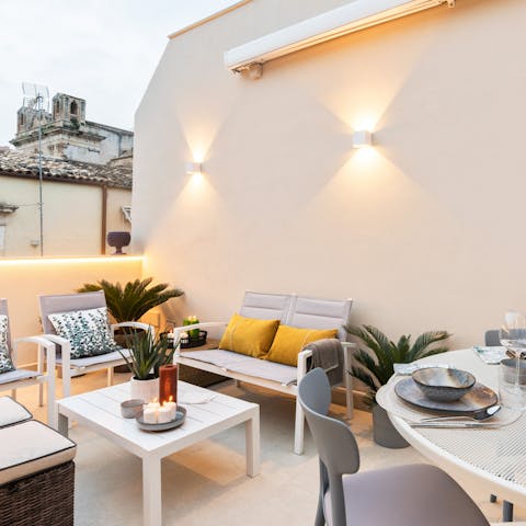 Enjoy a spot of al fresco dining on your very own private terrace