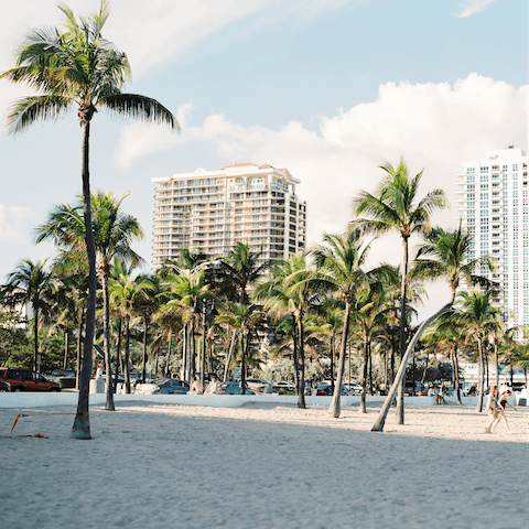 Feel the sand between your toes at Miami Beach, just a five-minute stroll away
