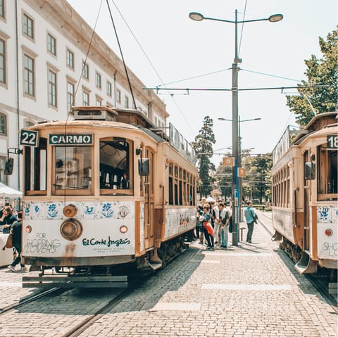 Grab a tram or train from nearby Marques de Pombal Square and explore Porto