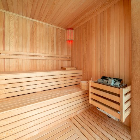 Unwind in the private sauna for some well-deserved pampering
