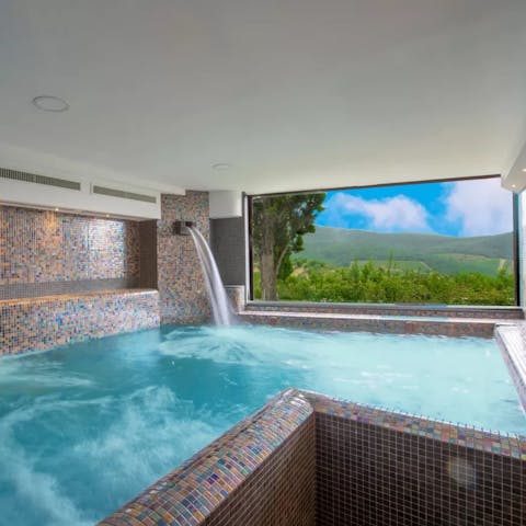 Enjoy a hydrotherapy session in one of the spa-like indoor pools