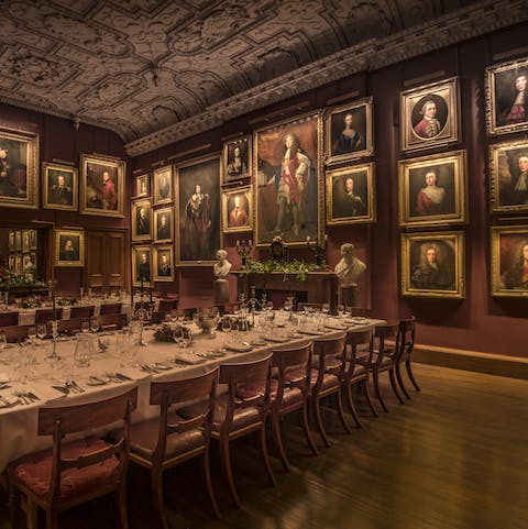 Dress up for a formal dinner in the castle's regal dining room