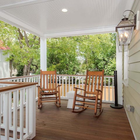 Enjoy a peaceful moment on the wooden porch
