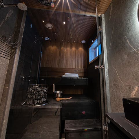 Unwind in the private sauna after a day on the slopes