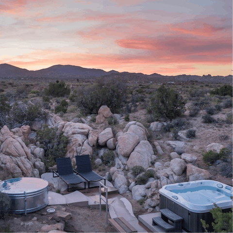 Soak in the steel cowboy tub or bubbling hot tub