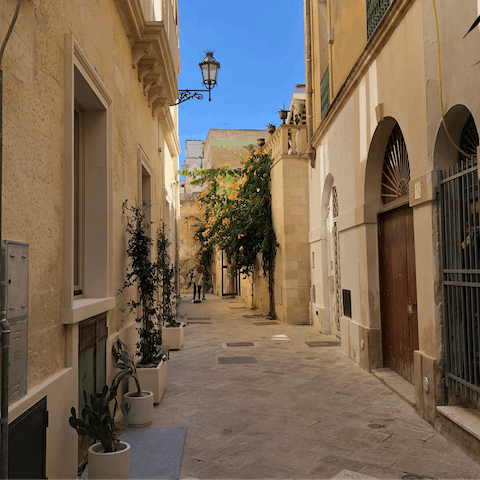 Explore the winding stone streets of lovely Lecce, the so-called 'Florence of the South'