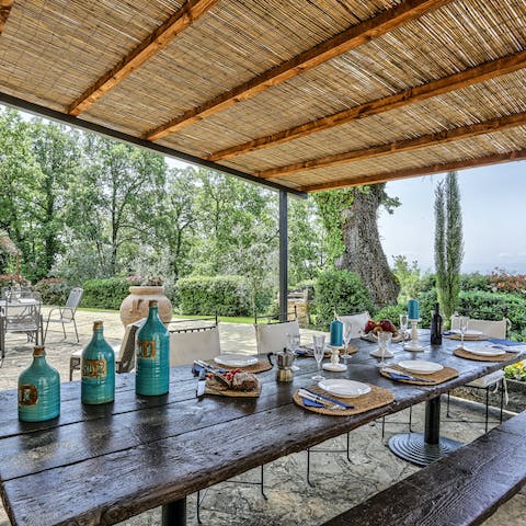 Dine alfresco under the veranda long into the balmy summer evenings