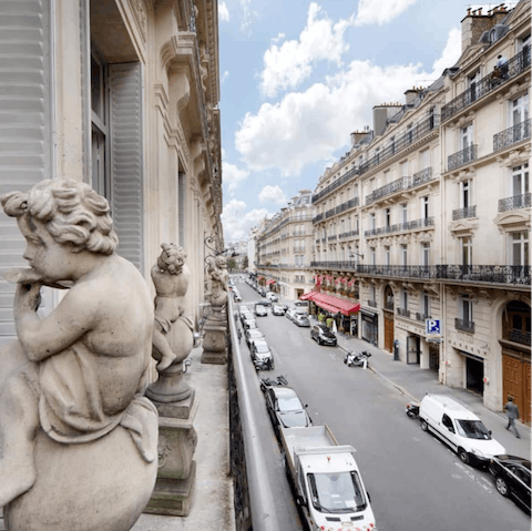 Gaze out over the street from your traditional narrow balcony