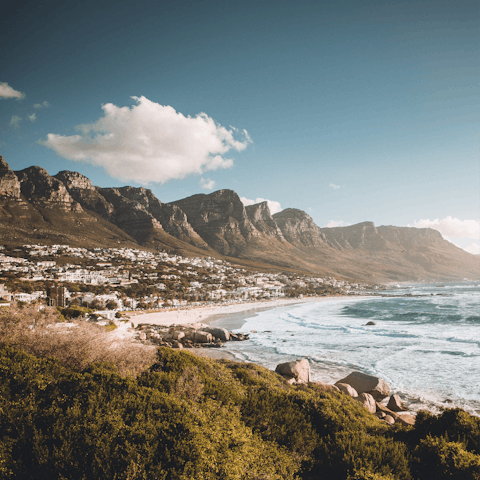 Walk out of the apartment and you'll soon reach the palm-lined beach of Camps Bay