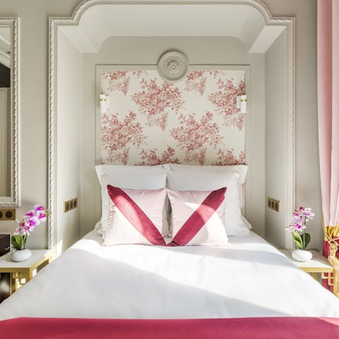 Get cosy in the bedroom after sightseeing around Paris