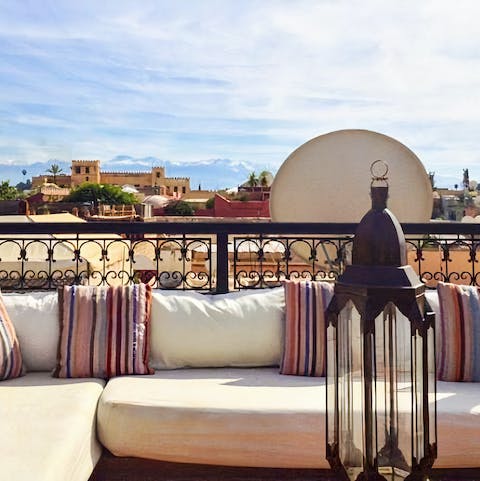 Enjoy a Moroccan spiced coffee while you admire views over the Red City