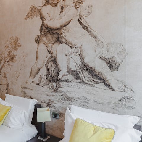 Admire the home's classical wall murals