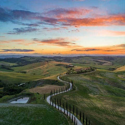Explore the Tuscan hills – will you hike, mountain bike, or visit vineyards?