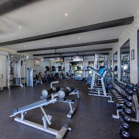 Keep up the workout routine at the communal gym
