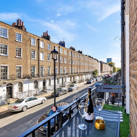 Sip an evening aperitif on the quaint balcony